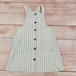 Max Studio Girls 4T Striped Overall Dress Light Blue